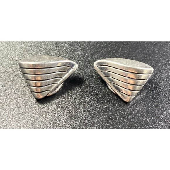 Vintage 835 Silver Cufflinks Etched Signed K&L - Picture 2 of 5